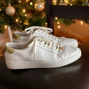 Michael Kors White and Gold Sneakers